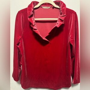 Brand New Soft Surroundings red velour top (Size Petite, Medium)